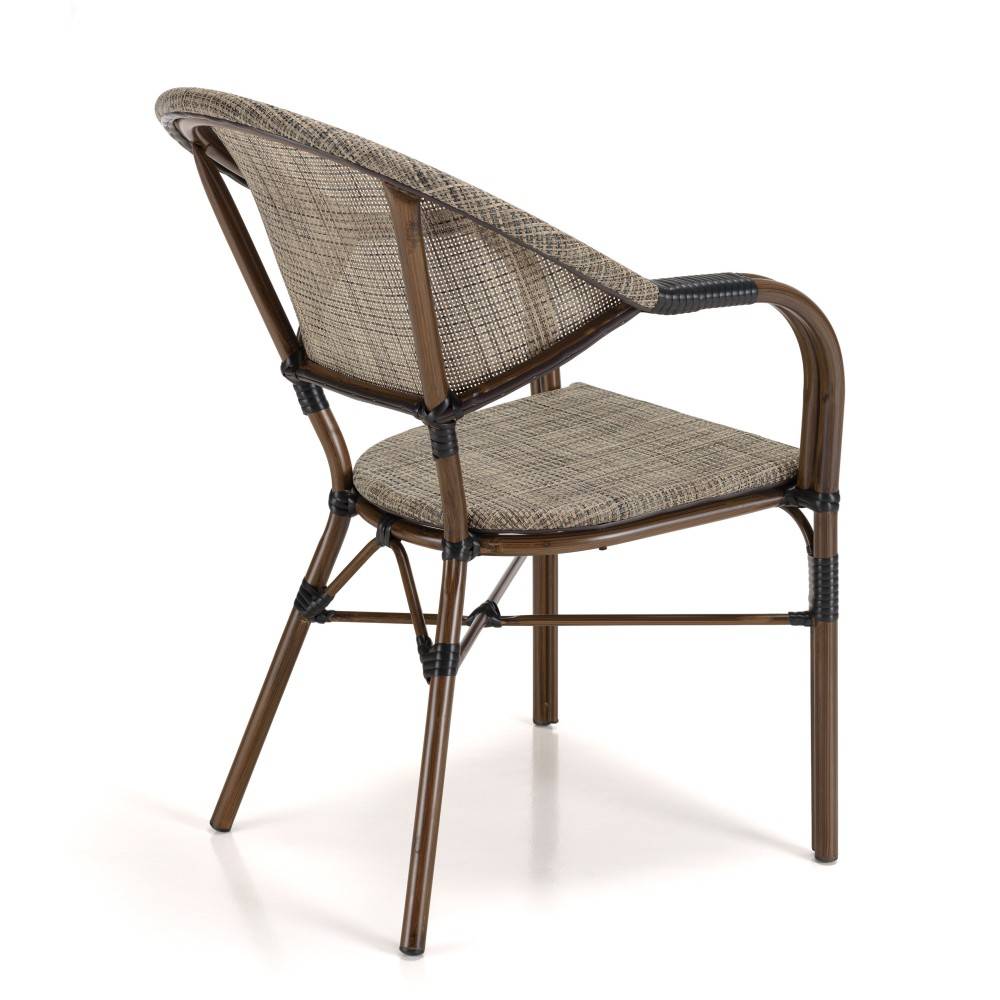 Macabane - VIANNEY - Lot de 2 chaises de jardin bistrot en acier textilène taupe - Imagen 8