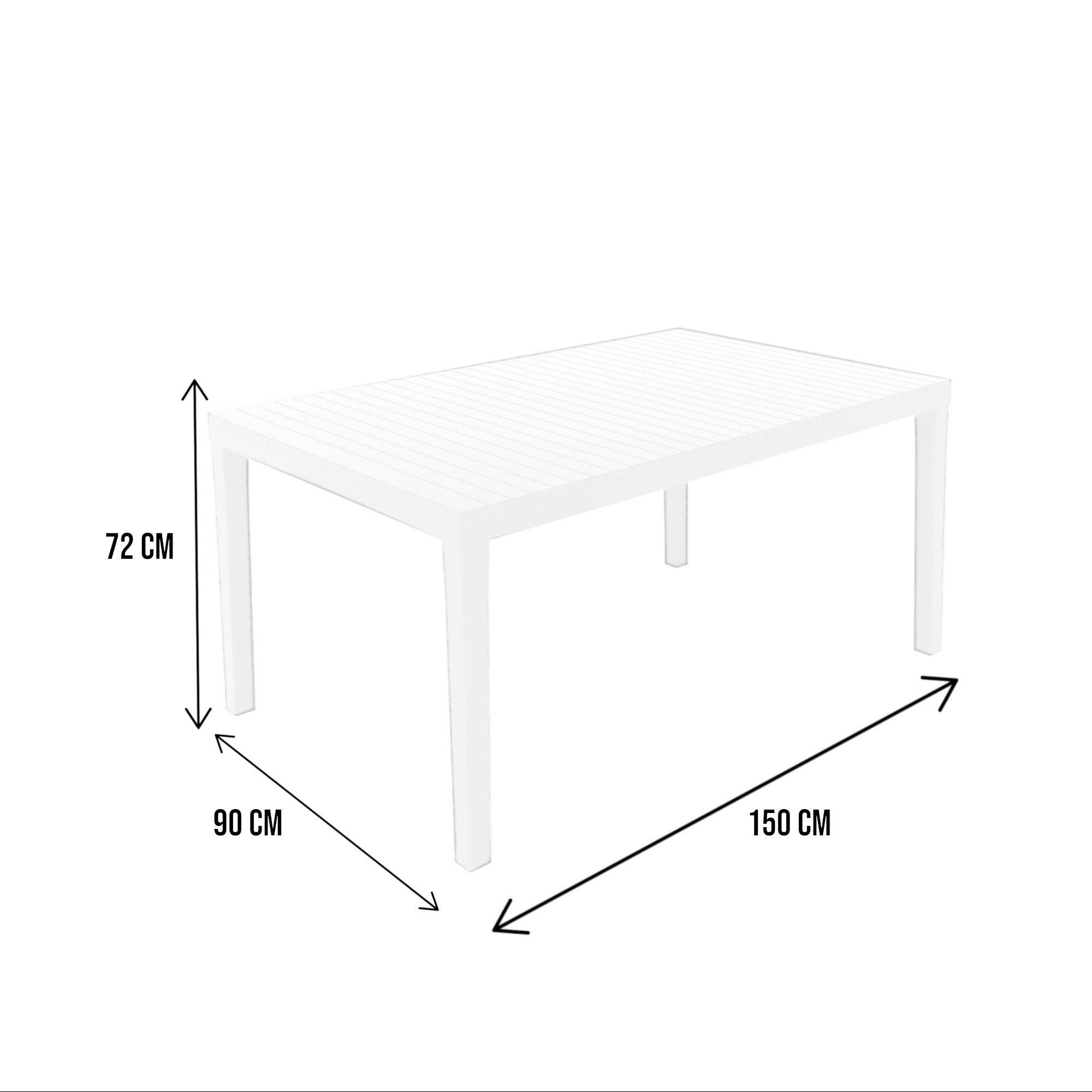 Dmora - Table d'extérieur Danastas, Etagère à manger rectangulaire, Table de jardin polyvalente, 100% Made in Italy, 150x90h72 Cm, Blanc - Dmora - Imagen 3