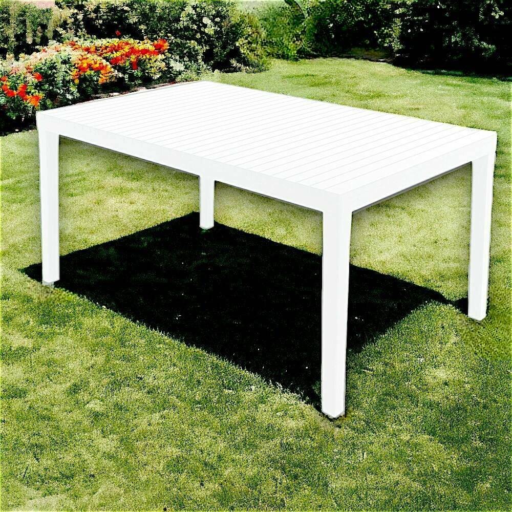 Dmora - Table d'extérieur Danastas, Etagère à manger rectangulaire, Table de jardin polyvalente, 100% Made in Italy, 150x90h72 Cm, Blanc - Dmora - Imagen 5