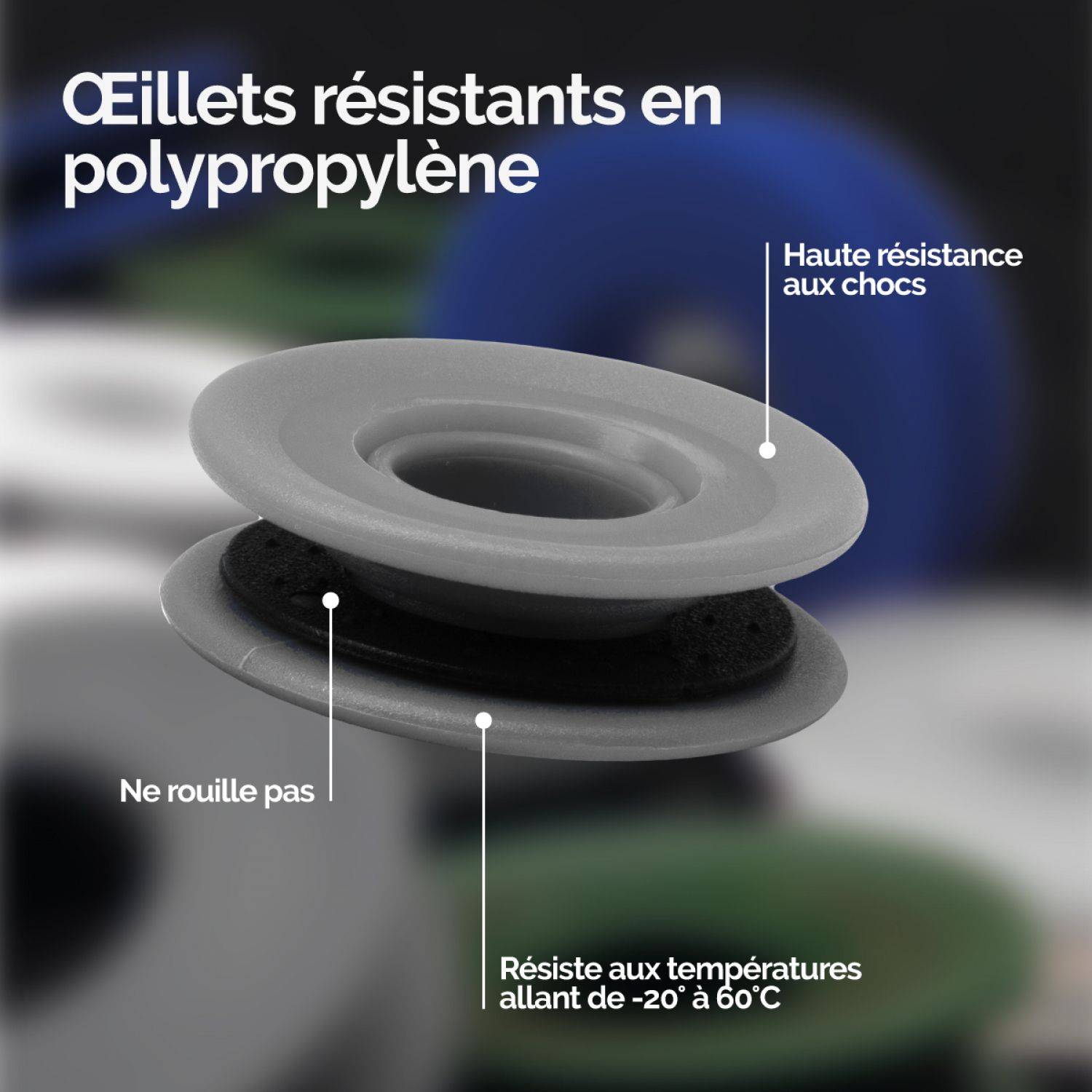 Linxor - Lot de 10 oeillets à clipser pour bâche à bulles ou autres types de bâches  - Gris - Linxor - Imagen 2