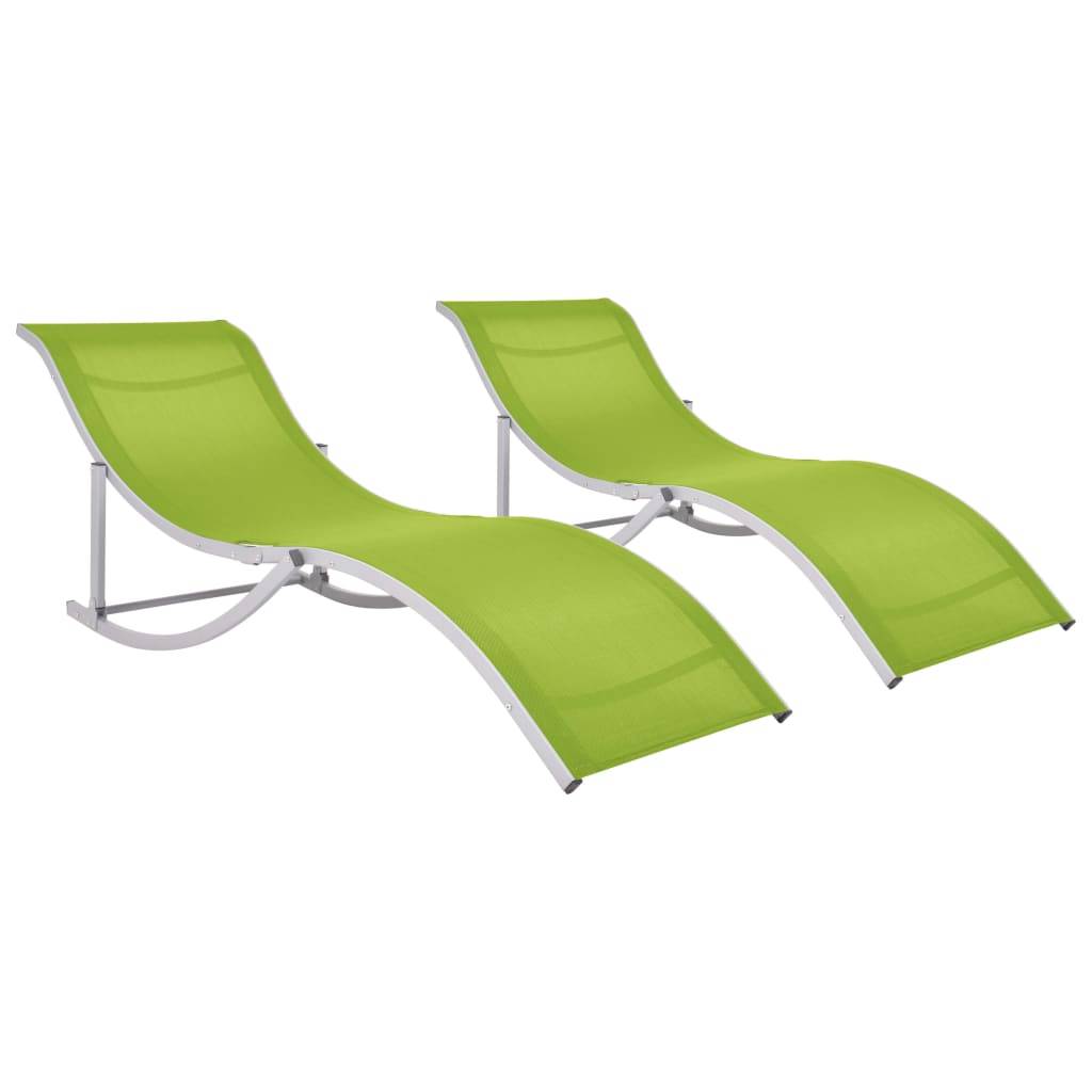Helloshop26 - Lot de deux chaises longues pliables textilène vert - Imagen 1