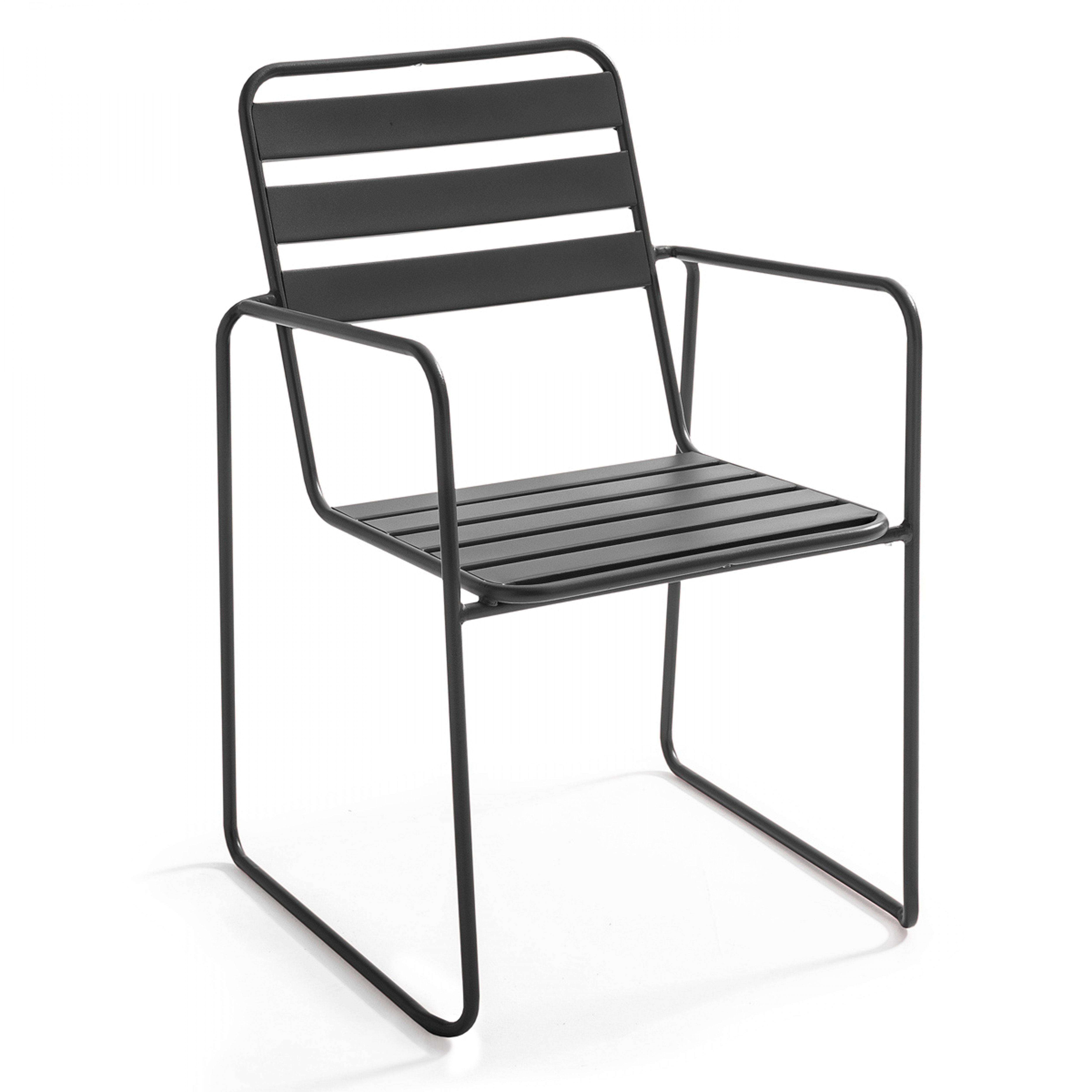 Oviala - Fauteuil de jardin en acier anthracite Touquet - Oviala - Imagen 1