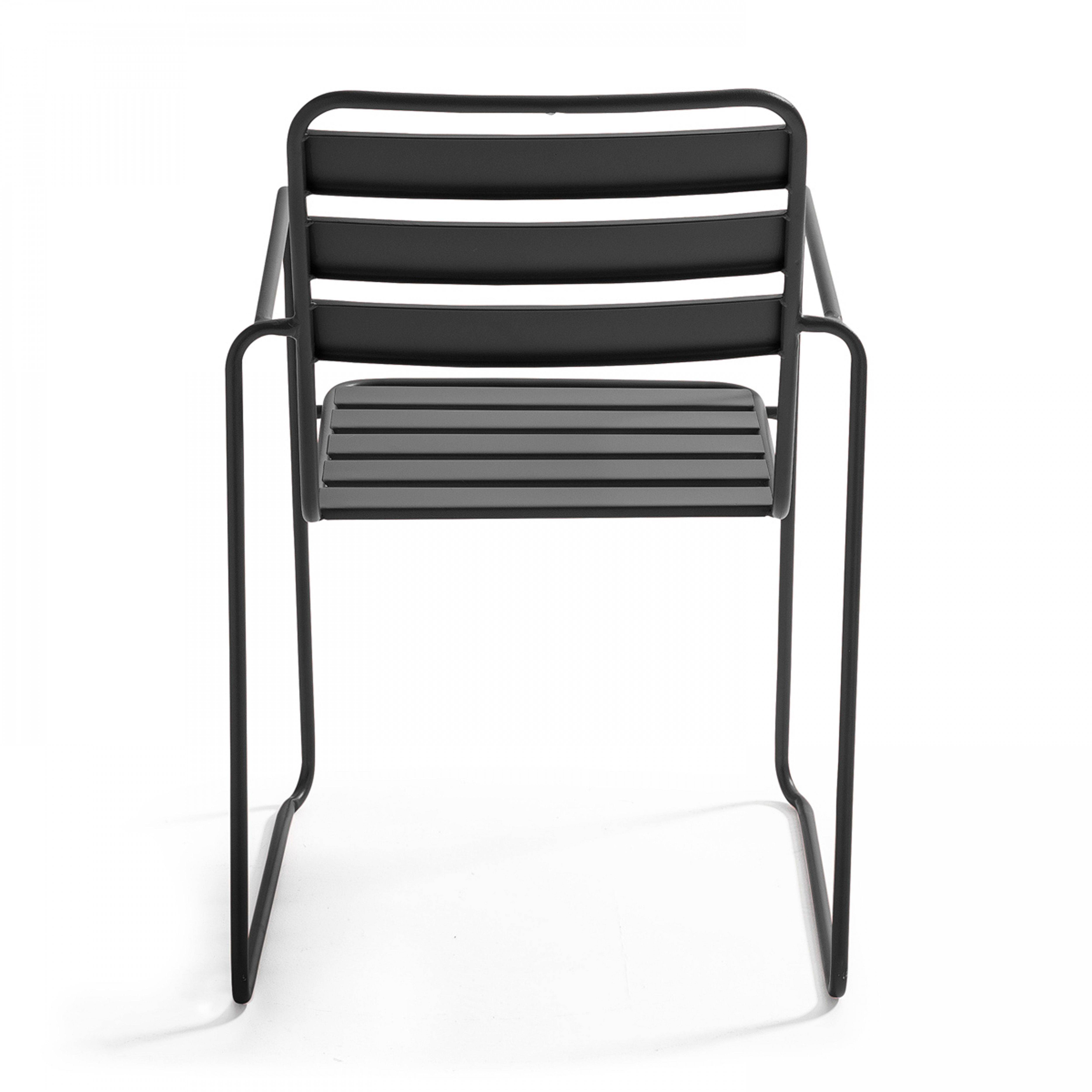 Oviala - Fauteuil de jardin en acier anthracite Touquet - Oviala - Imagen 4