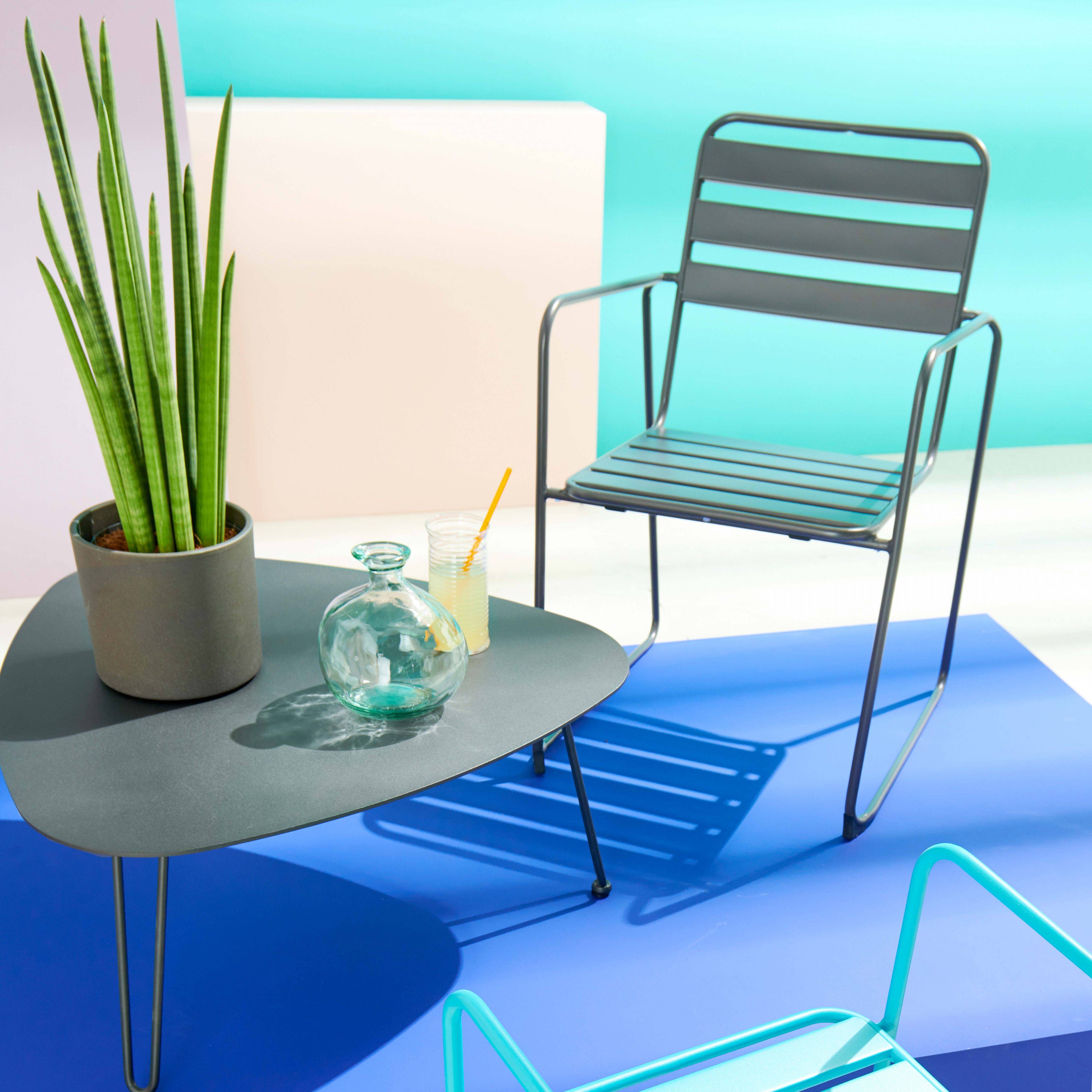 Oviala - Fauteuil de jardin en acier anthracite Touquet - Oviala - Imagen 5