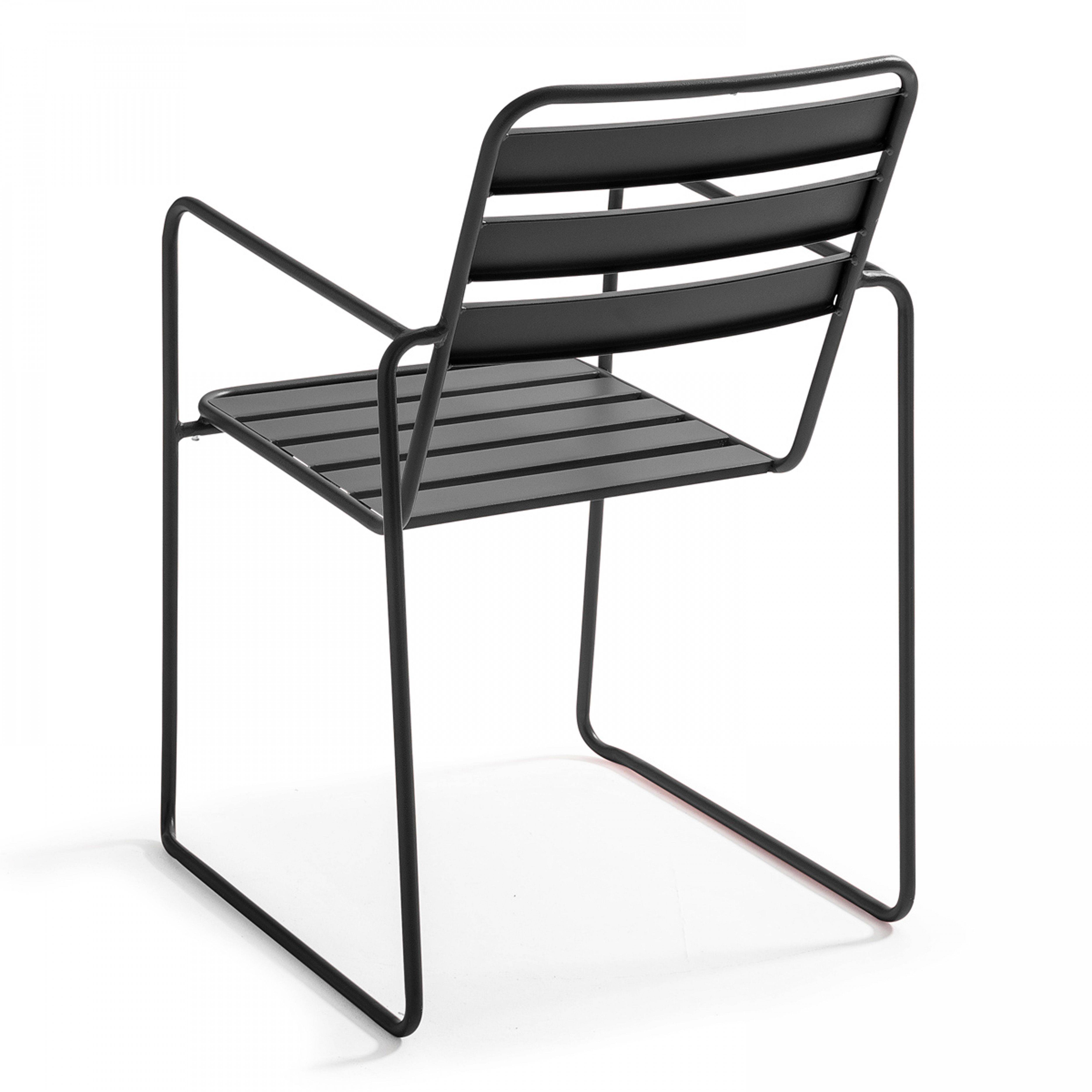 Oviala - Fauteuil de jardin en acier anthracite Touquet - Oviala - Imagen 2