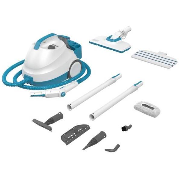 Balai - Nettoyeur Vapeur  traineau multifonction - BLACK & DECKER BHSMP2008-QS - 2000 W - 8 accessoires - 4 bars - Blanc / gris / bleu - Image 3