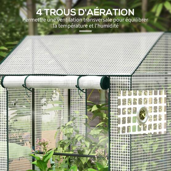 Serre à tomates en PE et acier pour potager protection récolte 100x80cm blanc - ComfortXL Outdoor Living - Image 8