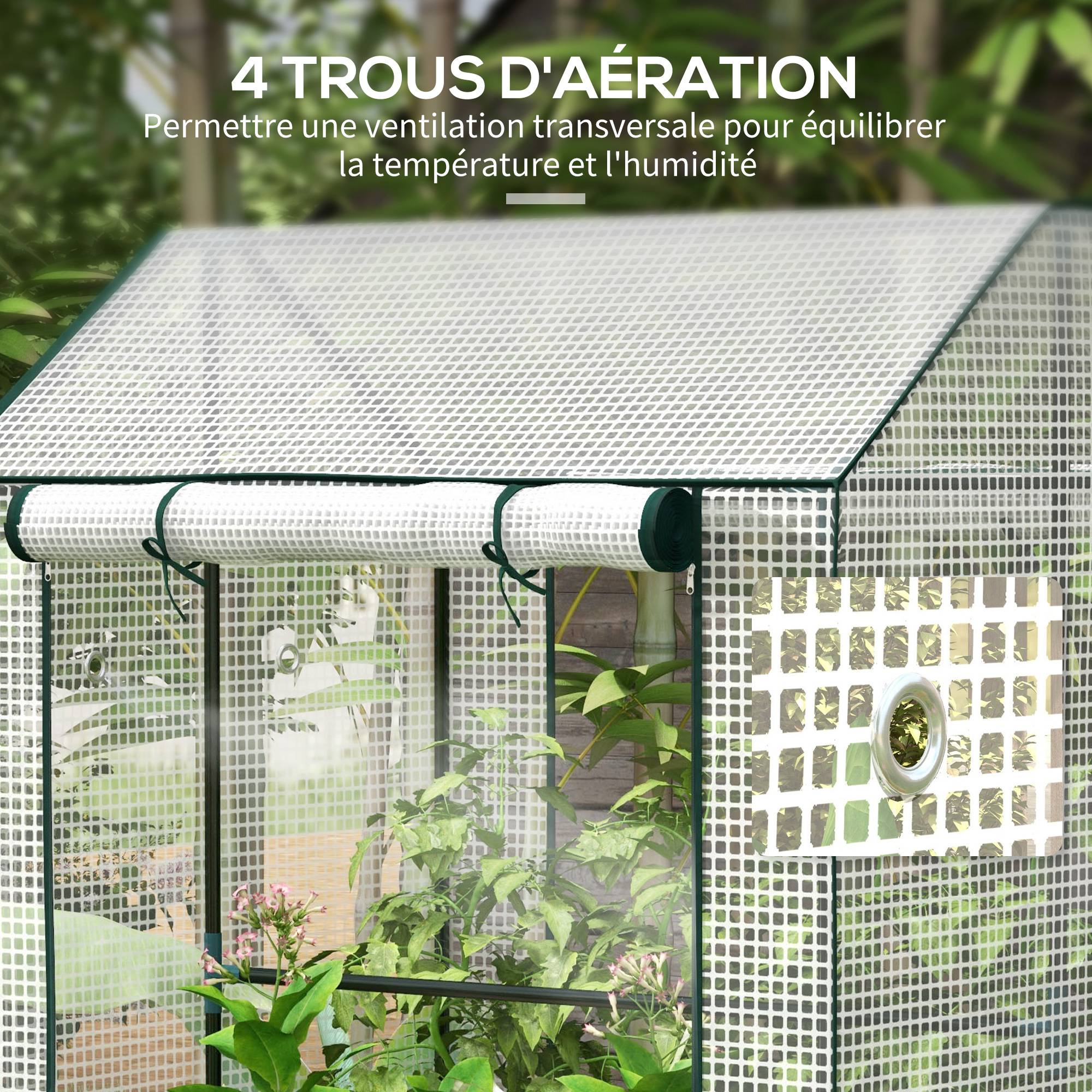 Serre à tomates en PE et acier pour potager protection récolte 100x80cm blanc - ComfortXL Outdoor Living - Image 8