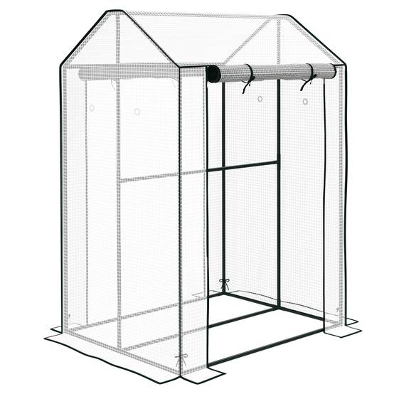Serre à tomates en PE et acier pour potager protection récolte 100x80cm blanc - ComfortXL Outdoor Living - Image 1