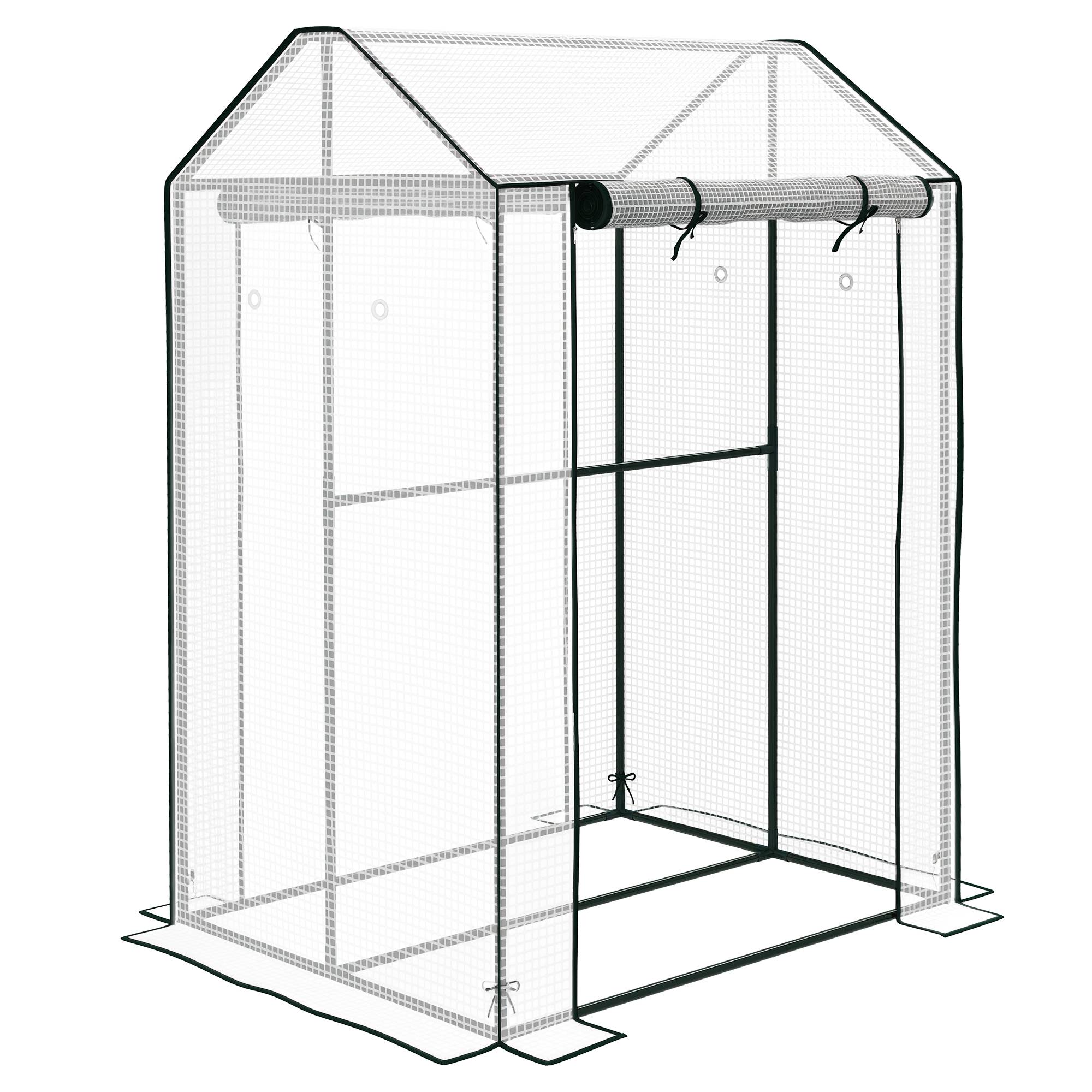 Serre à tomates en PE et acier pour potager protection récolte 100x80cm blanc - ComfortXL Outdoor Living - Image 1