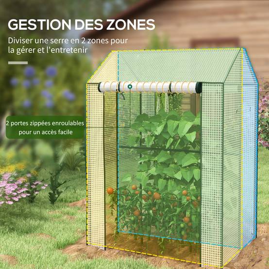 Serre à tomates en PE et acier pour potager protection récolte 100x80cm blanc - ComfortXL Outdoor Living - Image 6