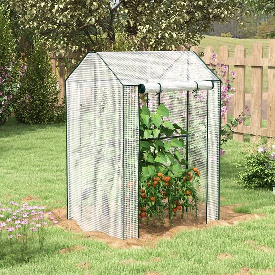 Serre à tomates en PE et acier pour potager protection récolte 100x80cm blanc - ComfortXL Outdoor Living - Image 3