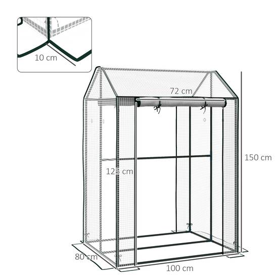 Serre à tomates en PE et acier pour potager protection récolte 100x80cm blanc - ComfortXL Outdoor Living - Image 5
