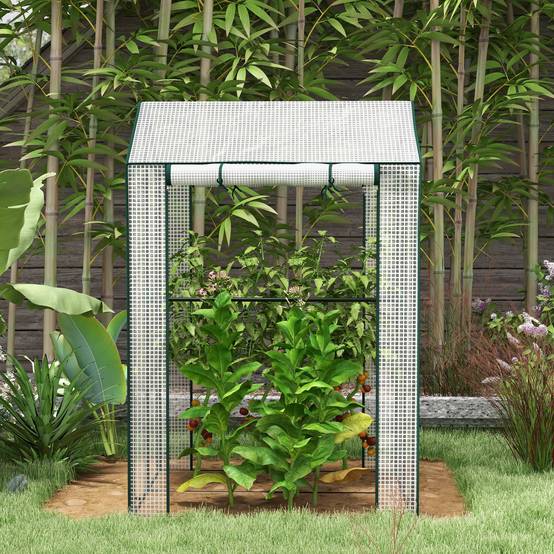 Serre à tomates en PE et acier pour potager protection récolte 100x80cm blanc - ComfortXL Outdoor Living - Image 10