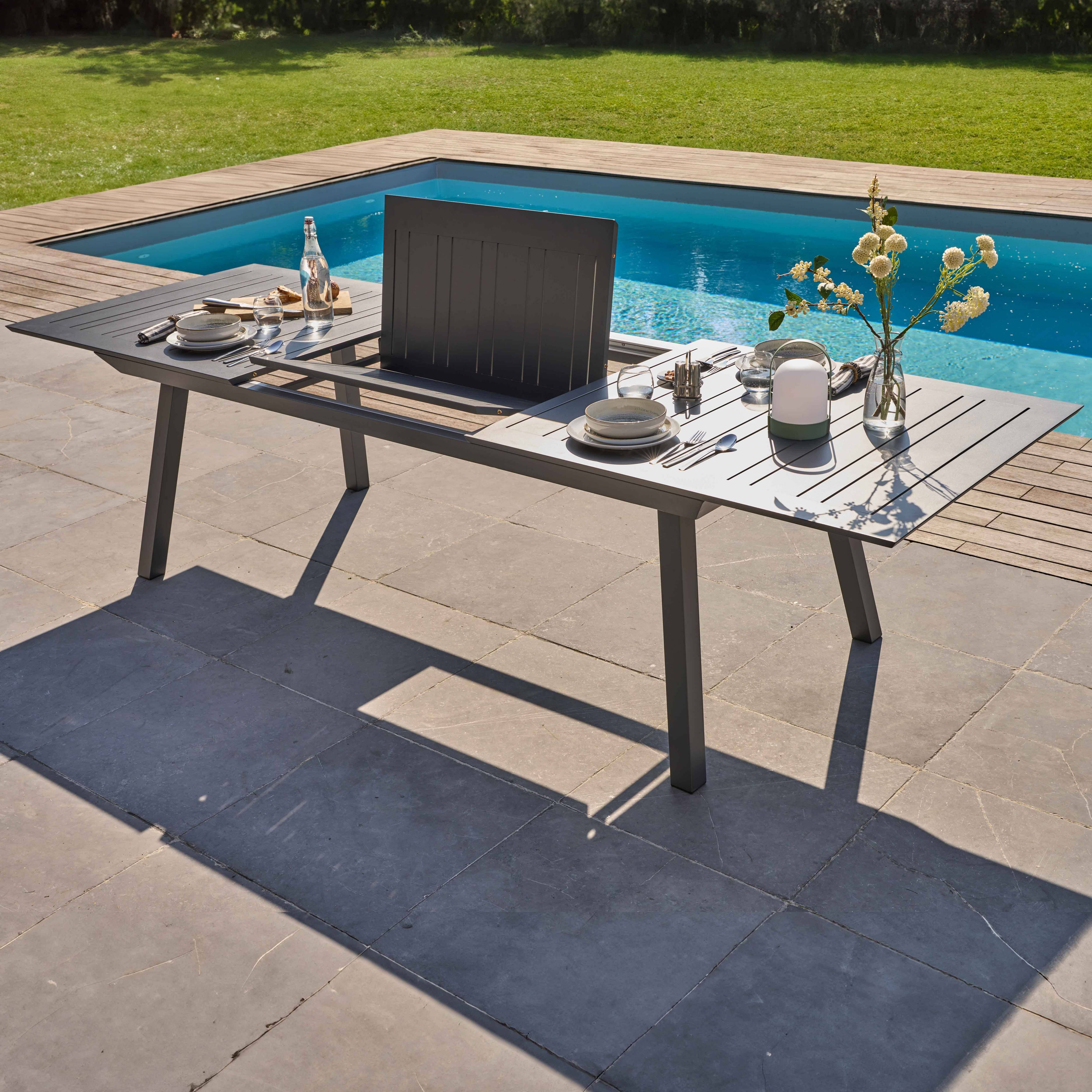 Oviala - Table de jardin extensible en aluminium gris 8 à 12 places Olympe - Oviala - Imagen 3