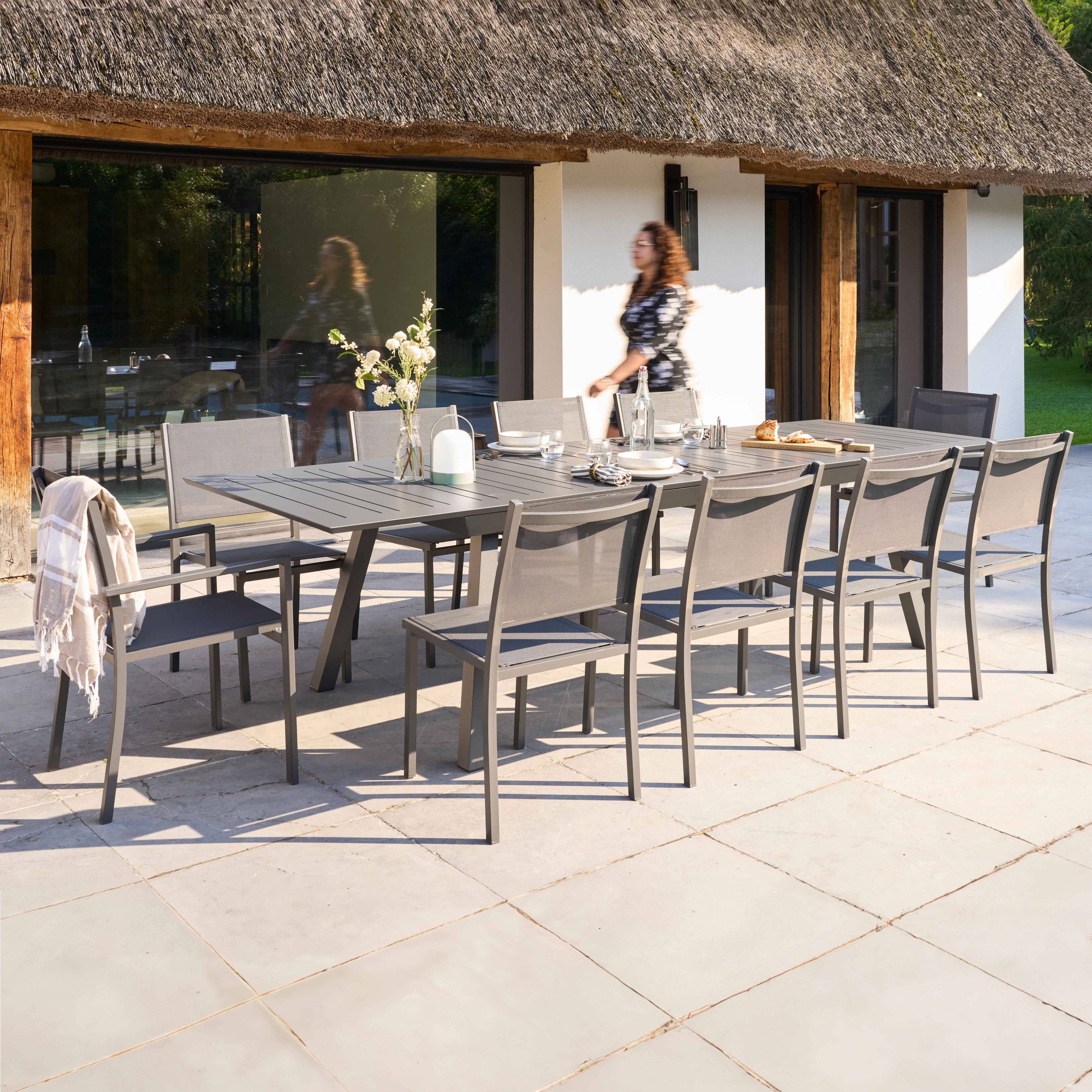 Oviala - Table de jardin extensible en aluminium gris 8 à 12 places Olympe - Oviala - Imagen 6