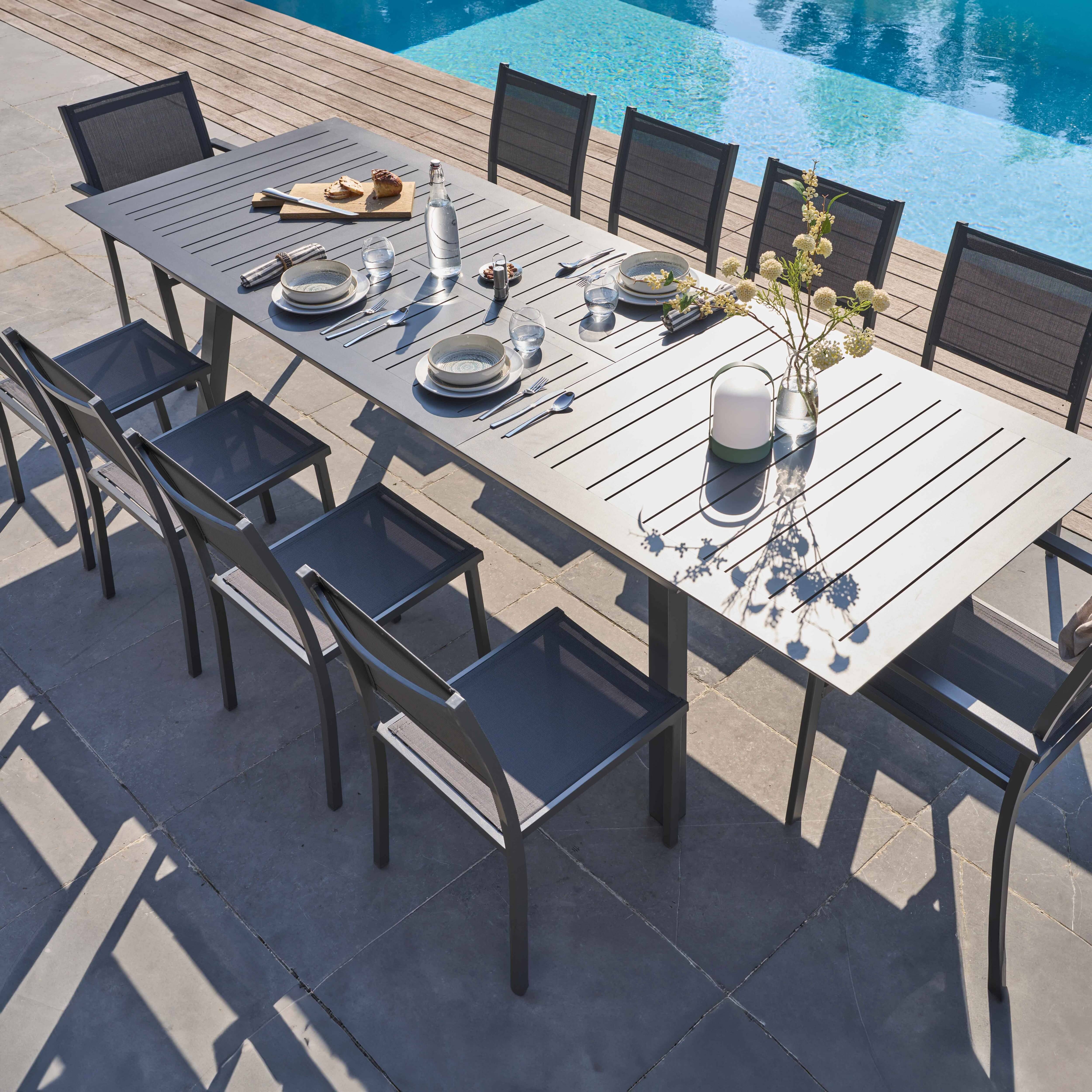 Oviala - Table de jardin extensible en aluminium gris 8 à 12 places Olympe - Oviala - Imagen 5