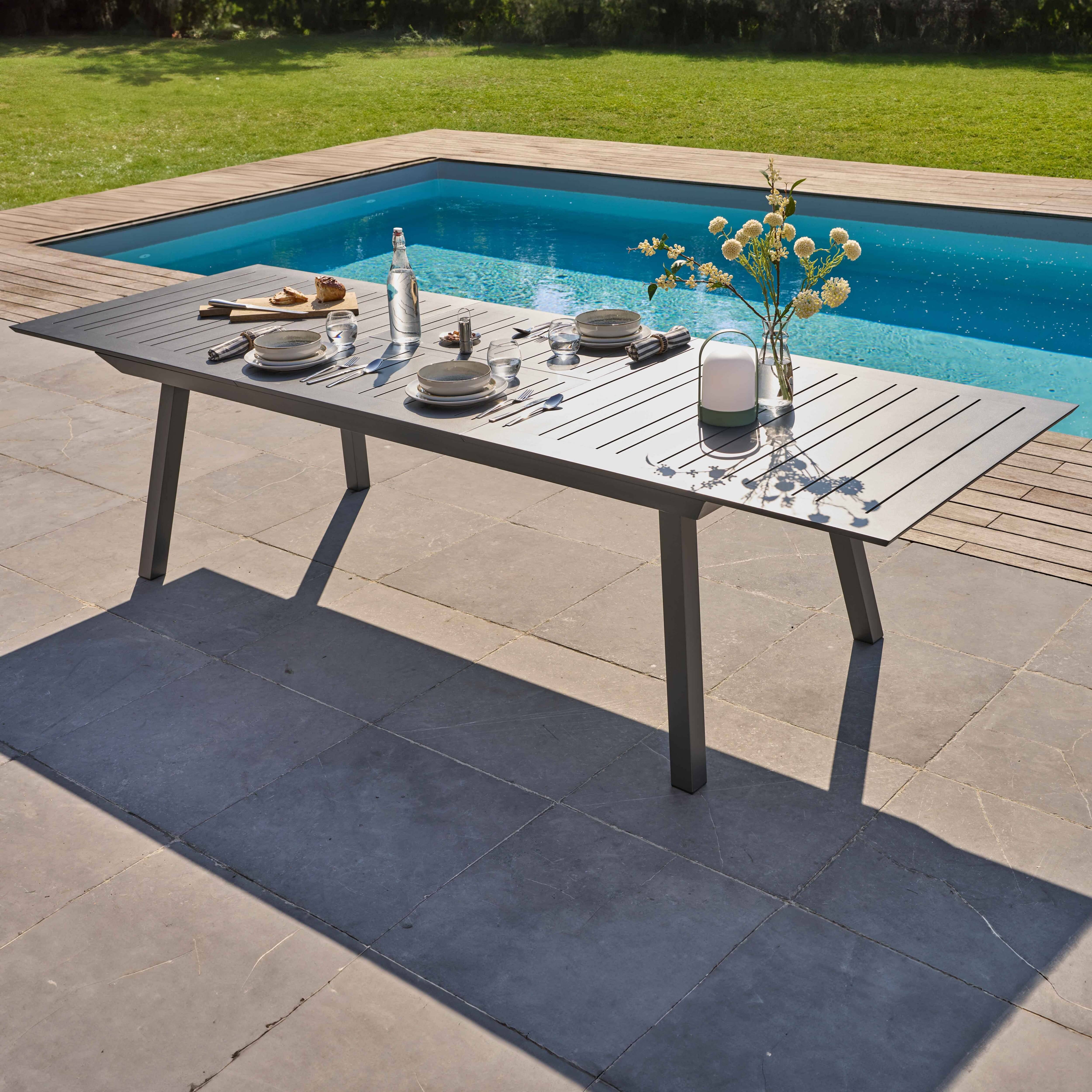 Oviala - Table de jardin extensible en aluminium gris 8 à 12 places Olympe - Oviala - Imagen 2