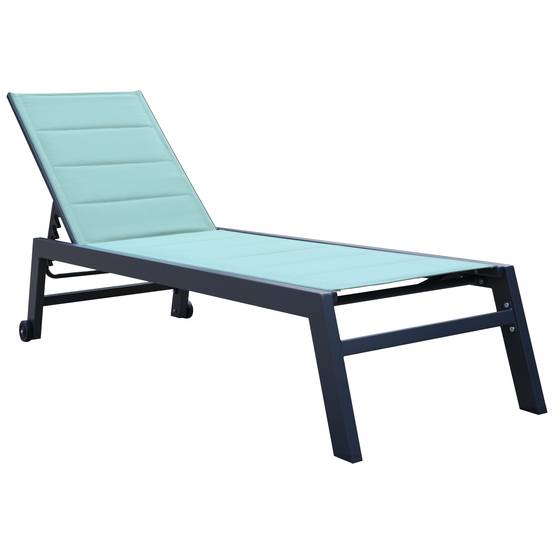 Bain de soleil BARBADOS en textilène vert d'eau - aluminium anthracite - HAPPY GARDEN - Image 1