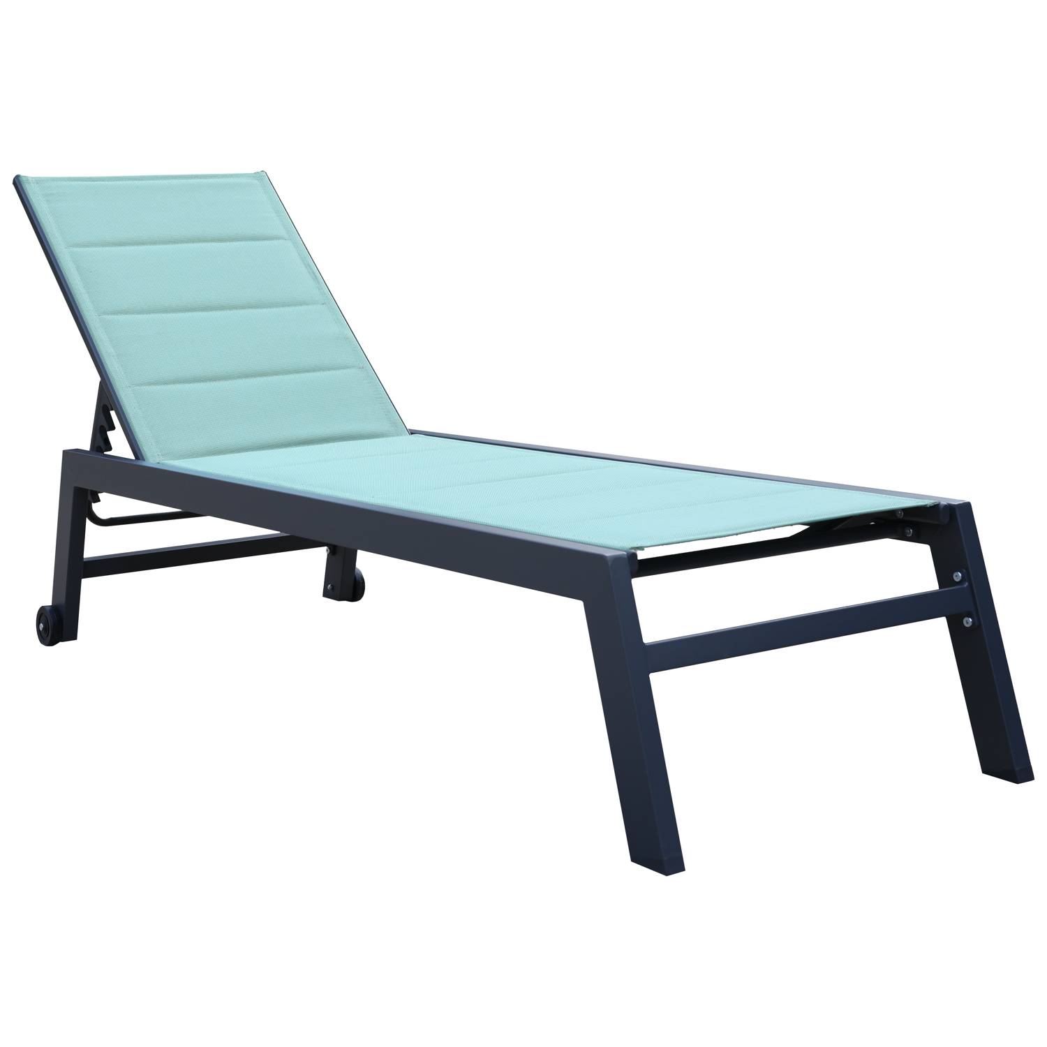 Bain de soleil BARBADOS en textilène vert d'eau - aluminium anthracite - HAPPY GARDEN - Image 1