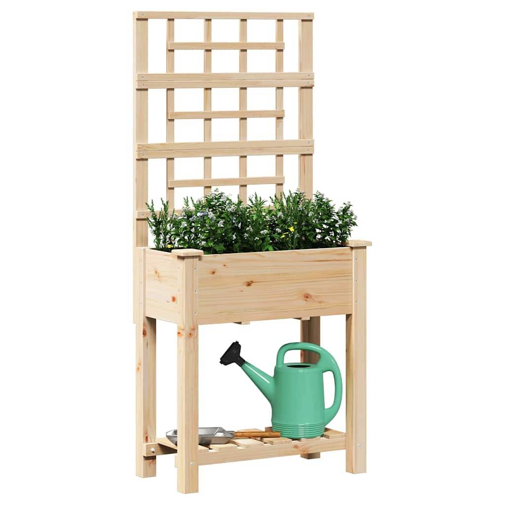 Cache-pot, Pot De Fleurs Beige 71 x 38 x 152 cm Bois de sapin massif g376 - Image 3
