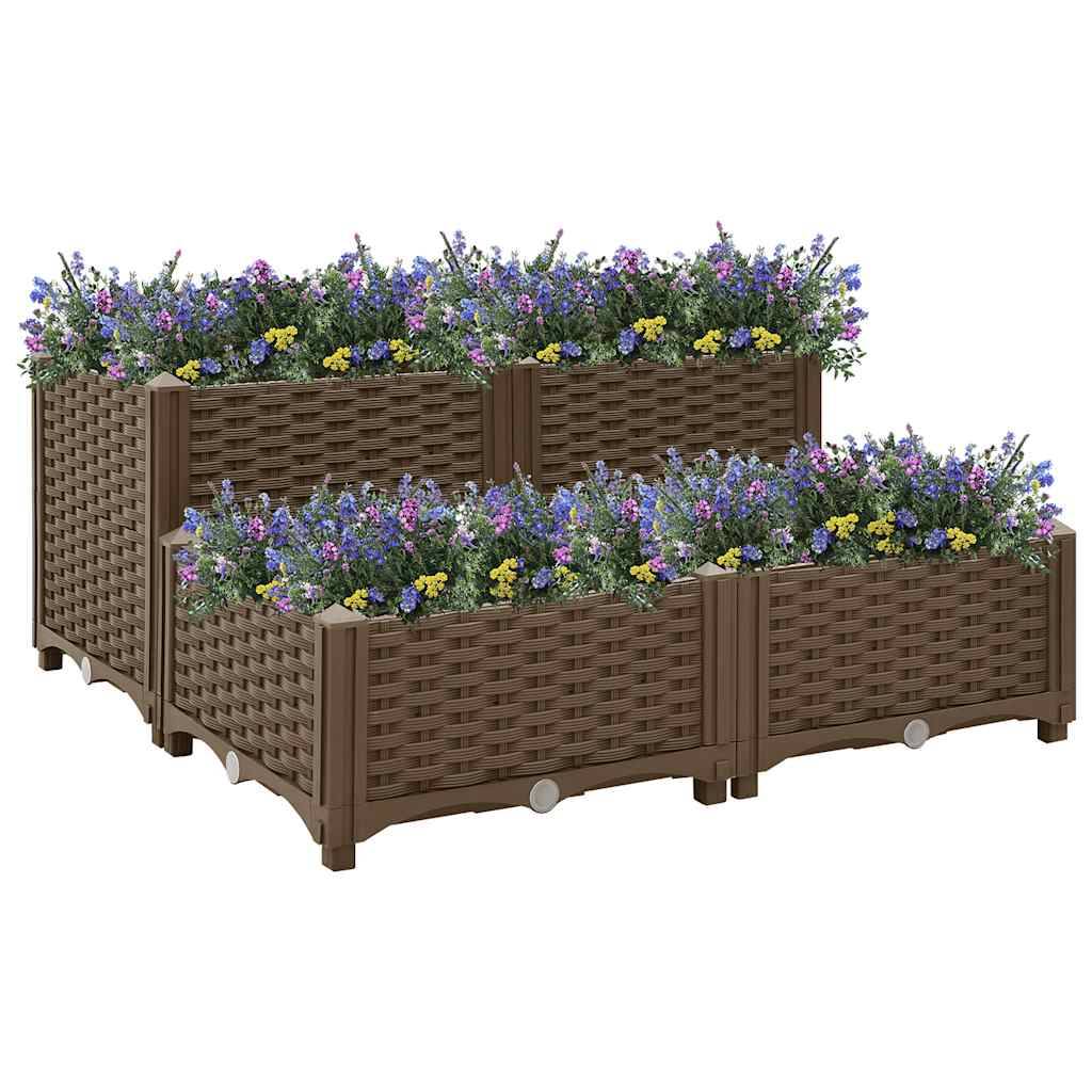 Lit surélevé Polypropylène marron 80 x 80 x 38 cm - PANGIVO - Image 1