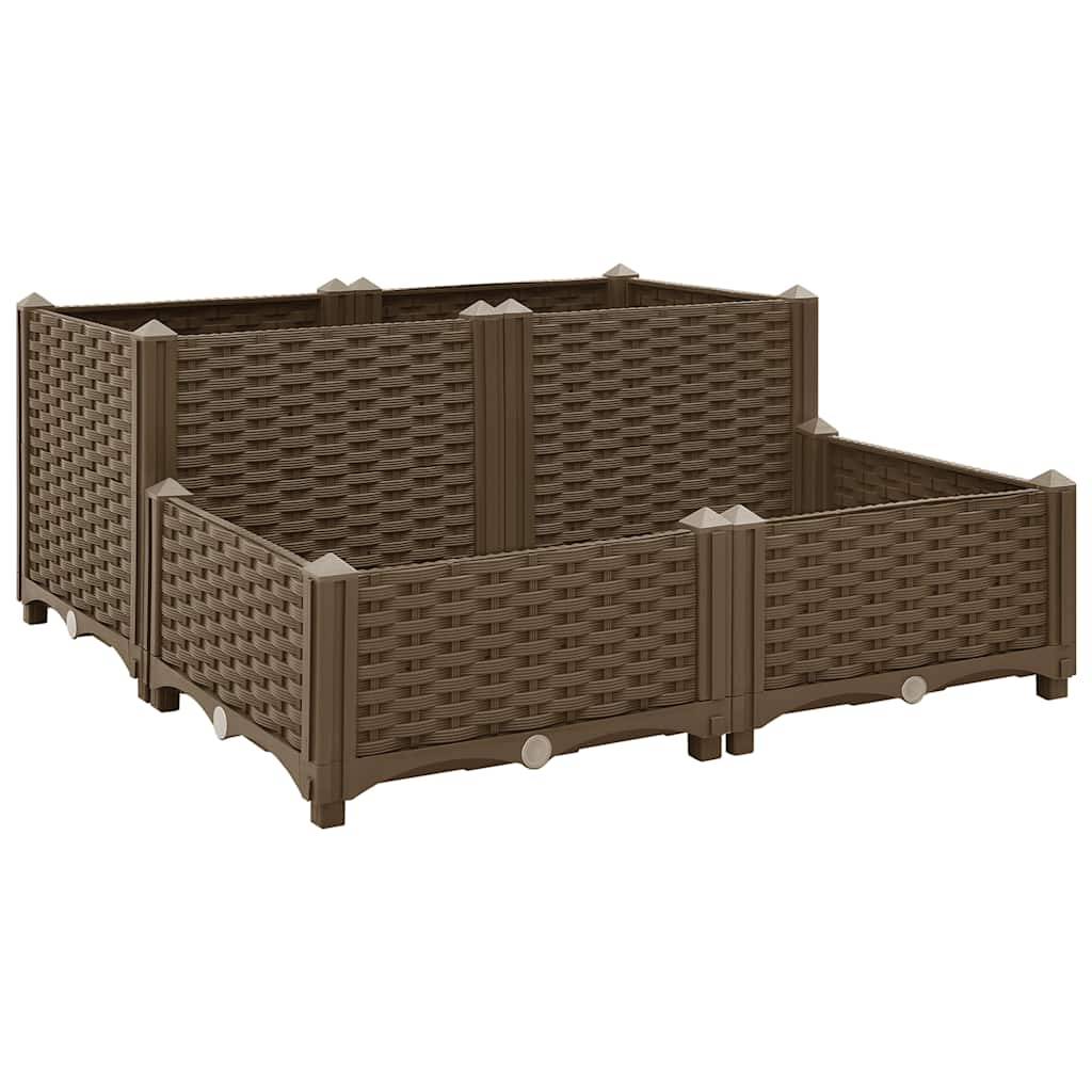 Lit surélevé Polypropylène marron 80 x 80 x 38 cm - PANGIVO - Image 2