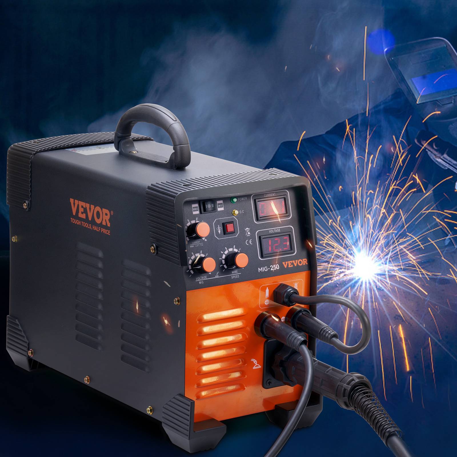 VEVOR Poste à souder MIG-250 250A, portable, inverseur 3 en 1 (MIG/MMA/TIG) pour aciers. - Image 8