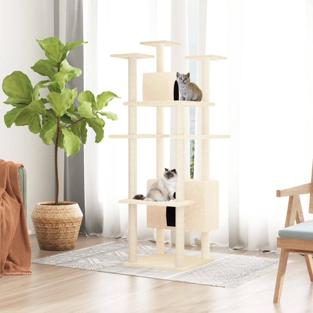 Vidaxl - Arbre à chat avec griffoirs en sisal Crème 162 cm vidaXL 171633 - Imagen 1