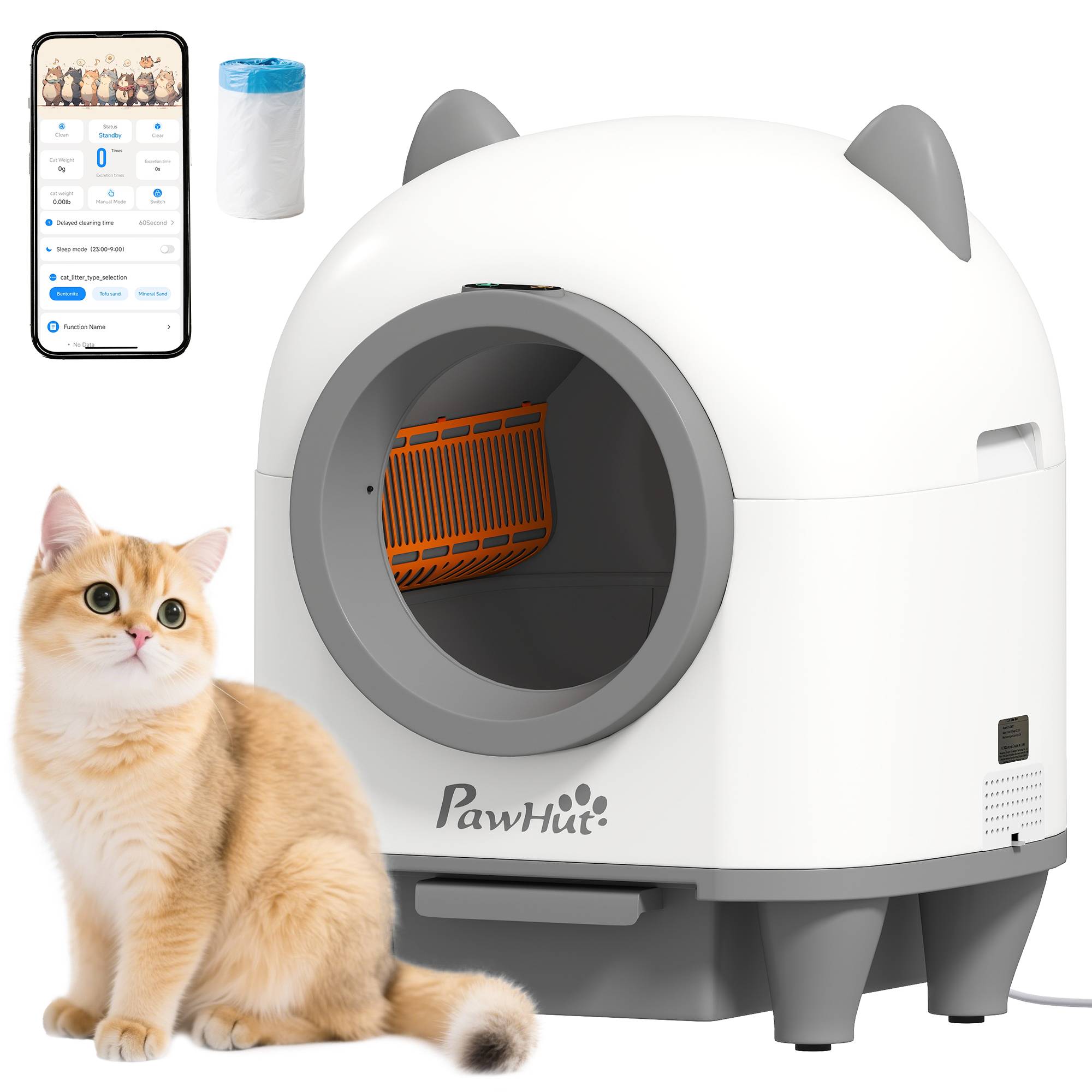 ComfortXL - Litière Autonettoyante Connectée 80L Contrôle via App Sécurité Anti-Pincement et Anti-Odeur Blanc - ComfortXL Outdoor Living