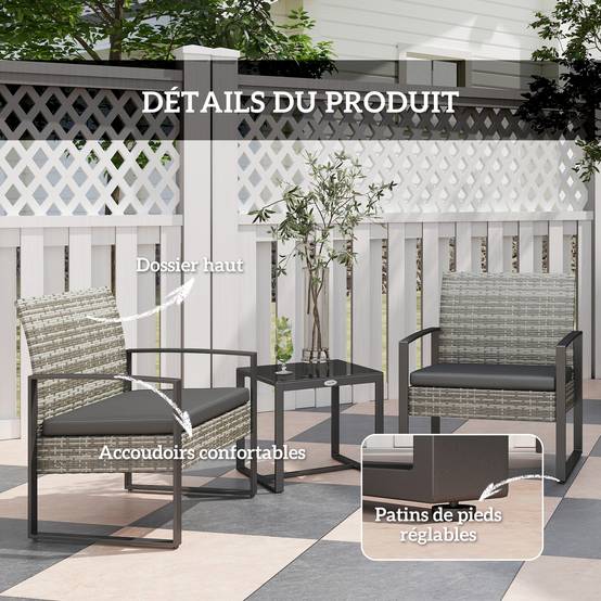 Outsunny Salon De Jardin 2 Personnes 3 Pièces 2 Fauteuils Avec Coussins Table Basse Plateau Verre Trempe Cadre En~1lclrsmfo0g01 Outsunny Salon De Jardin 2 Personnes 3 Pièces 2 Fauteuils Avec Coussins Table Basse Plateau Verre Trempe Cadre En~1lclrsmfo0g01