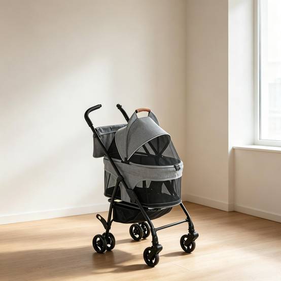 Poussette 3-en-1 pour chien, panier pliable et amovible, démontable - Image 6