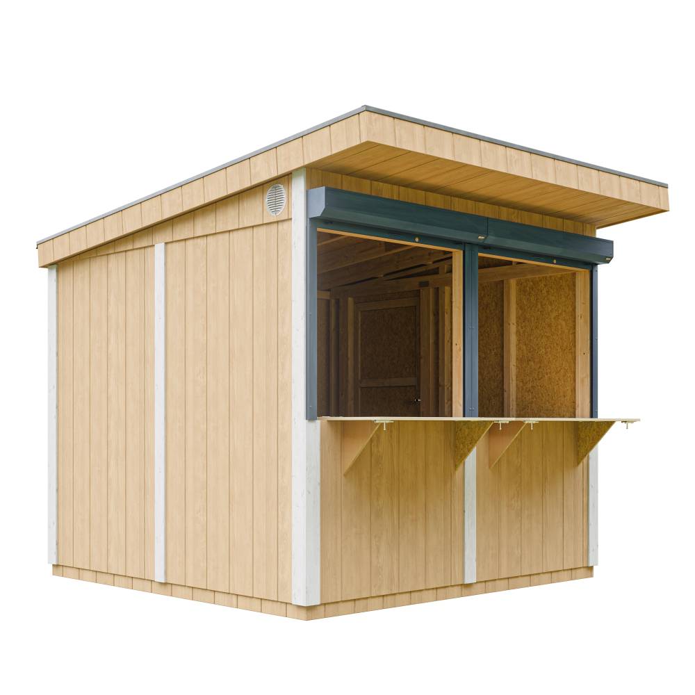Timbela - Grand stand marché 5,9 m² / H240x248x305 cm avec comptoir - Bar jardin, kiosque extérieur - Timbela M950-HARVEST HONEY - Image 2