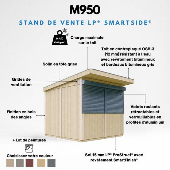 Timbela - Grand stand marché 5,9 m² / H240x248x305 cm avec comptoir - Bar jardin, kiosque extérieur - Timbela M950-HARVEST HONEY - Image 7