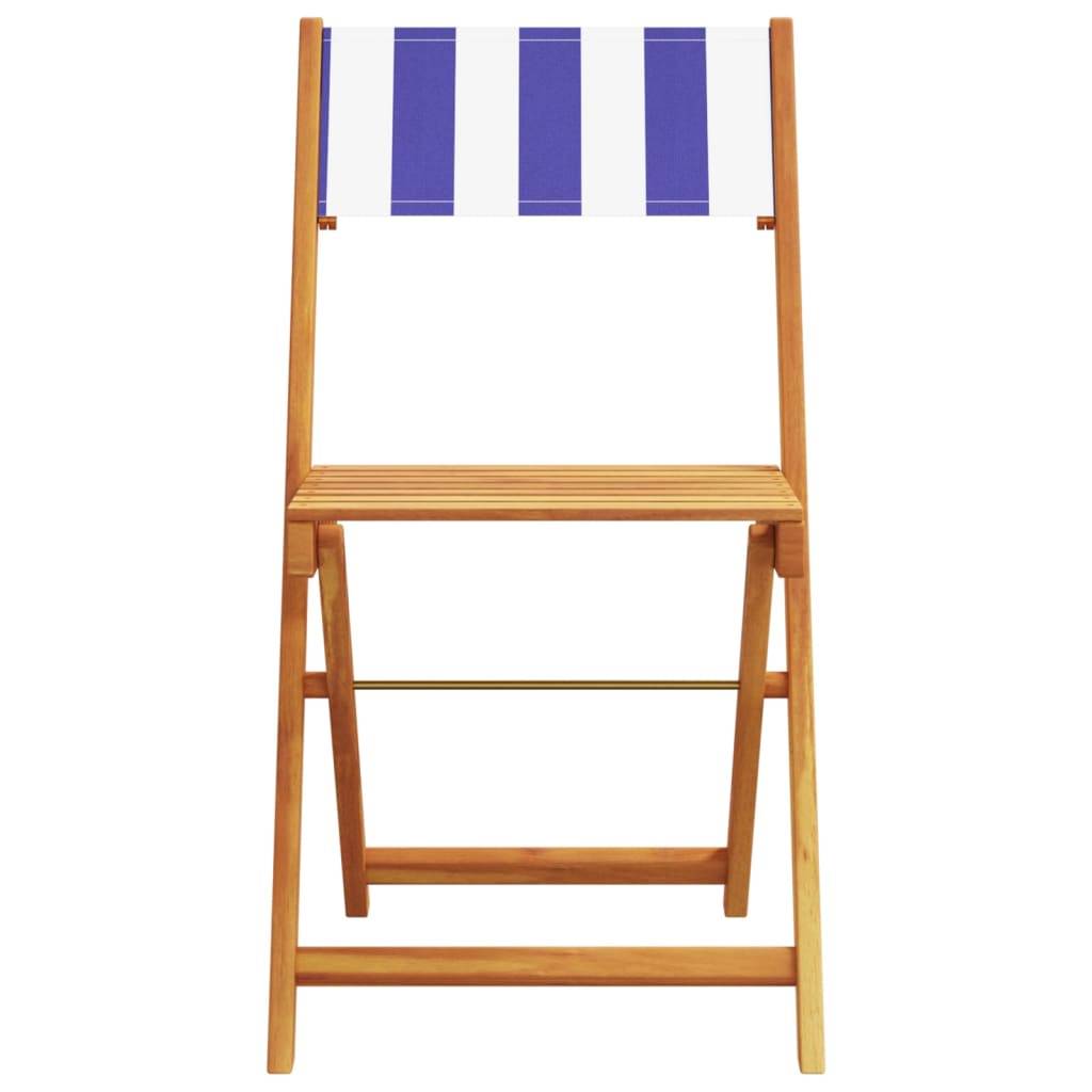Maison Chic - Ensemble de bistro 3 pcs | Mobilier d'extérieur bleu et blanc tissu et bois massif Maison Chic - Image 5