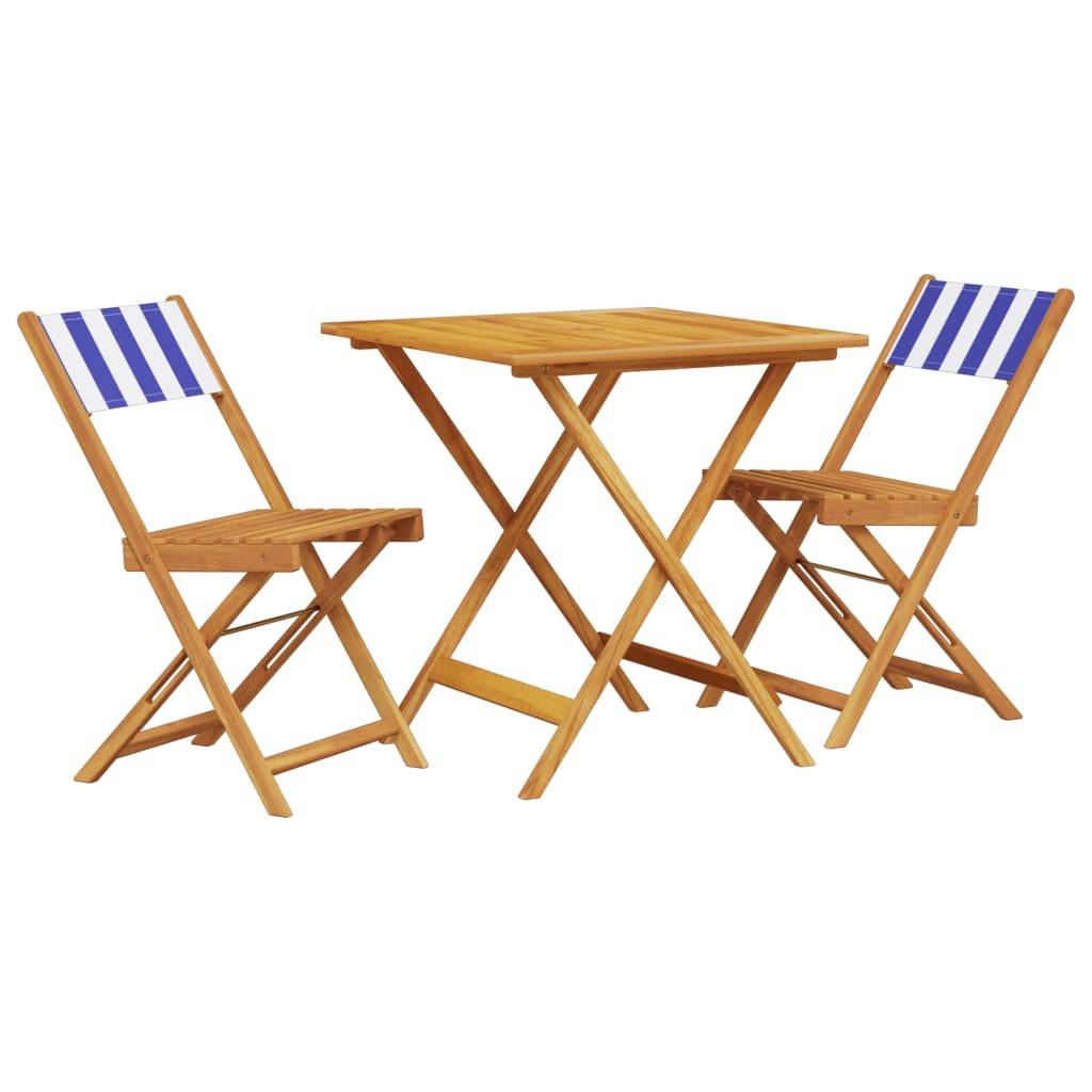 Maison Chic - Ensemble de bistro 3 pcs | Mobilier d'extérieur bleu et blanc tissu et bois massif Maison Chic - Image 1
