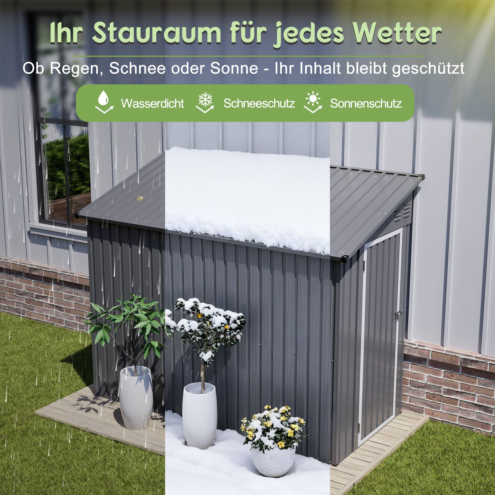 Abri de jardin adossé métal terrasse jardin rangement outils 242x124cm gris - ComfortXL Outdoor Living - Image 5