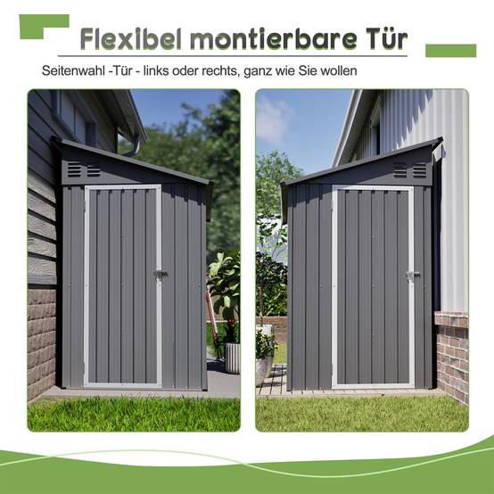 Abri de jardin adossé métal terrasse jardin rangement outils 242x124cm gris - ComfortXL Outdoor Living - Image 7
