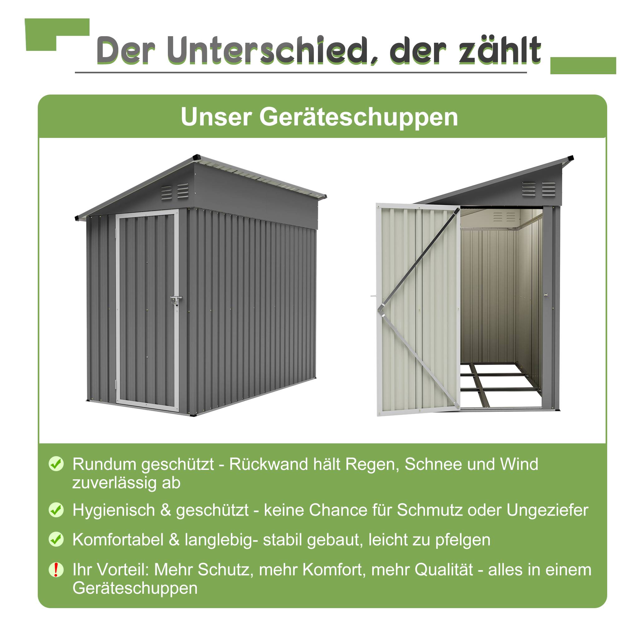 Abri de jardin adossé métal terrasse jardin rangement outils 242x124cm gris - ComfortXL Outdoor Living - Image 8