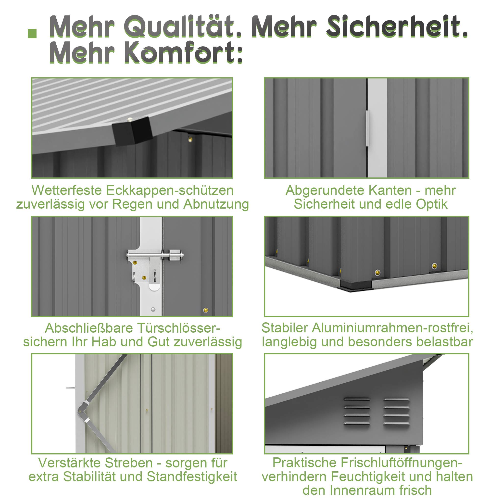 Abri de jardin adossé métal terrasse jardin rangement outils 242x124cm gris - ComfortXL Outdoor Living - Image 6