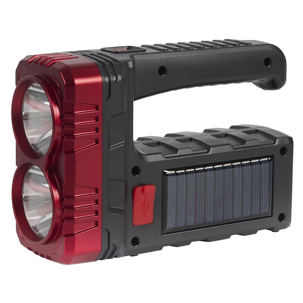 Lampe baladeuse LED compacte 2 en 1 mode projecteur ou lampe torche double éclairage rechargeable USB et solaire - - Image 1