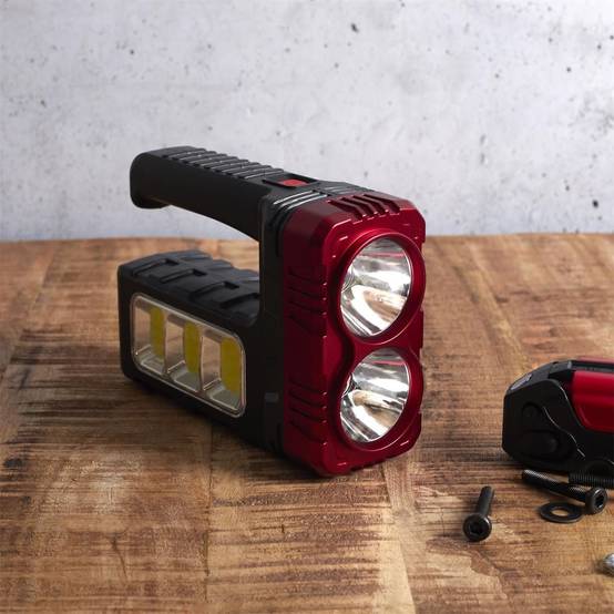 Lampe baladeuse LED compacte 2 en 1 mode projecteur ou lampe torche double éclairage rechargeable USB et solaire - - Image 4