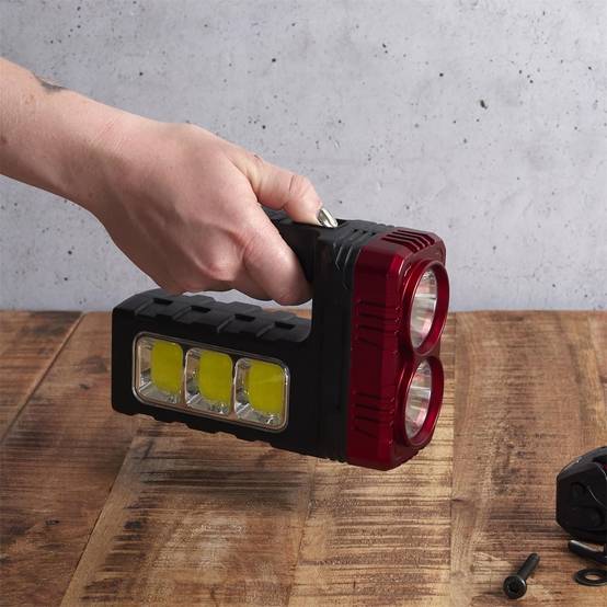 Lampe baladeuse LED compacte 2 en 1 mode projecteur ou lampe torche double éclairage rechargeable USB et solaire - - Image 2