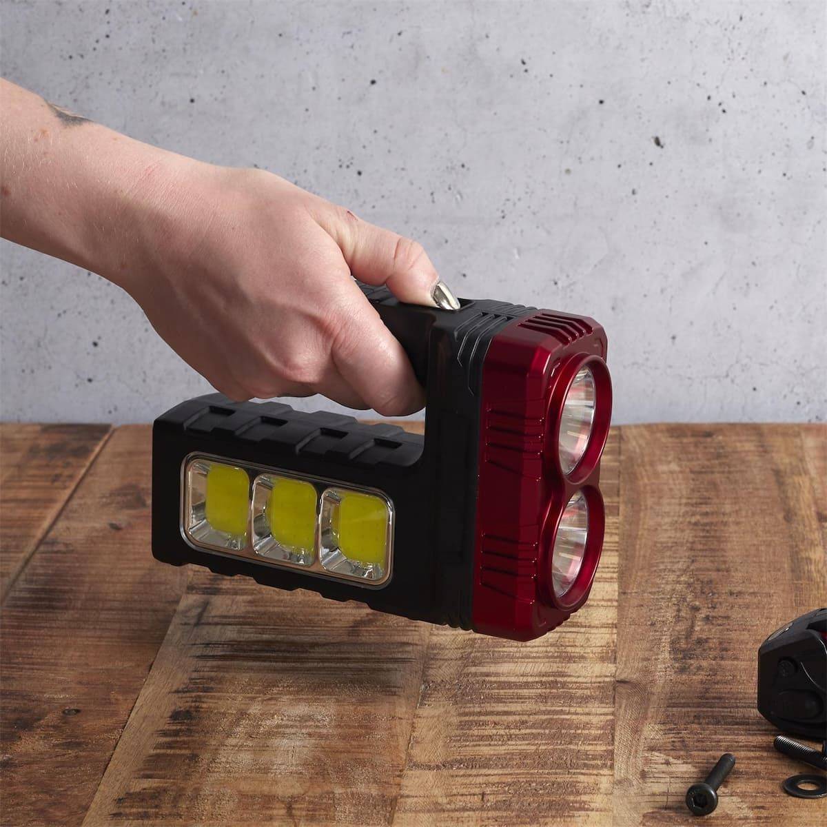 Lampe baladeuse LED compacte 2 en 1 mode projecteur ou lampe torche double éclairage rechargeable USB et solaire - - Image 2