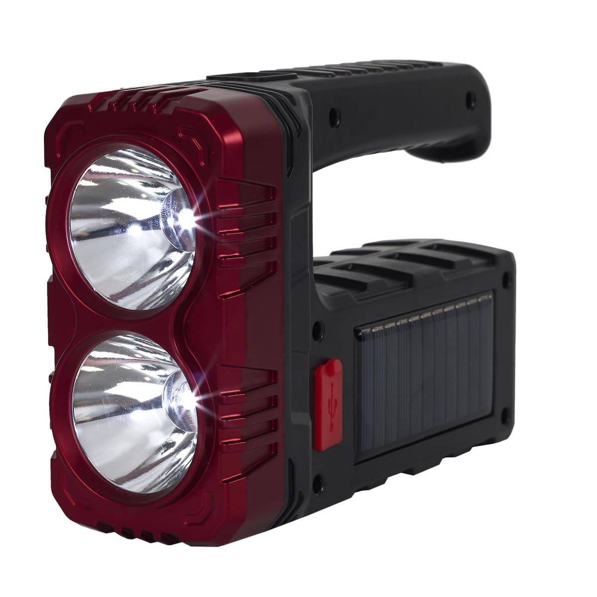 Lampe baladeuse LED compacte 2 en 1 mode projecteur ou lampe torche double éclairage rechargeable USB et solaire - - Image 8