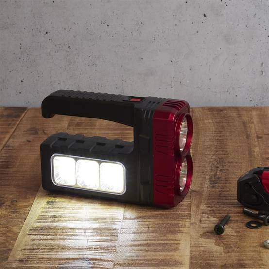 Lampe baladeuse LED compacte 2 en 1 mode projecteur ou lampe torche double éclairage rechargeable USB et solaire - - Image 3