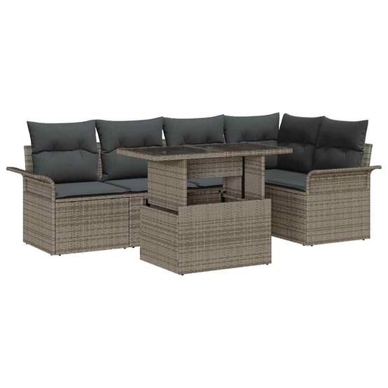 Salon de jardin 5 places polyrotin modulable avec poufs pour patio et jardin Gris – ComfortXL Outdoor Living - Image 1