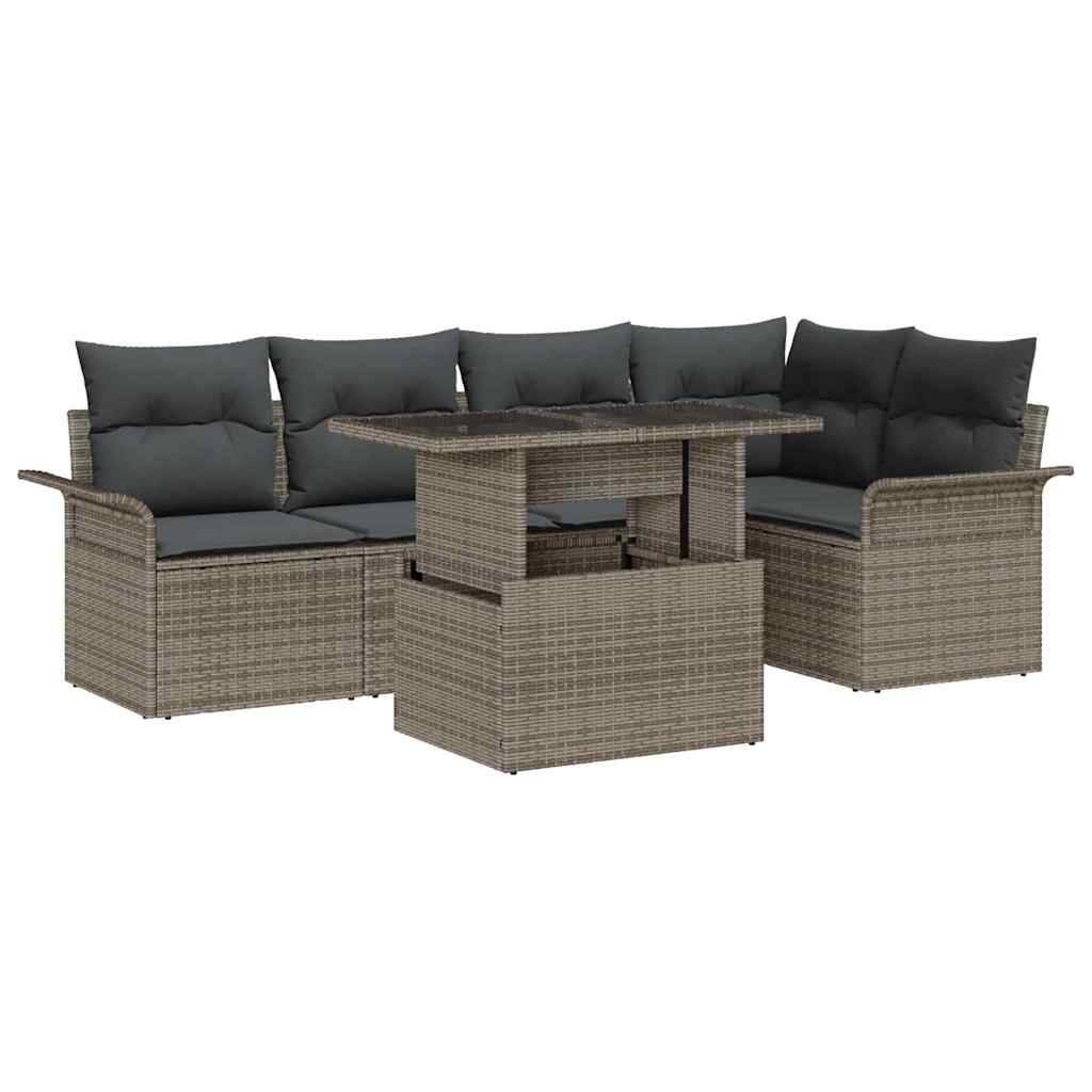 Salon de jardin 5 places polyrotin modulable avec poufs pour patio et jardin Gris – ComfortXL Outdoor Living - Image 1