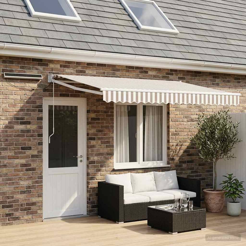 ComfortXL - Store banne motorisé panneau solaire aluminium polyester terrasse gris clair blanc - ComfortXL Outdoor Living - Image 1