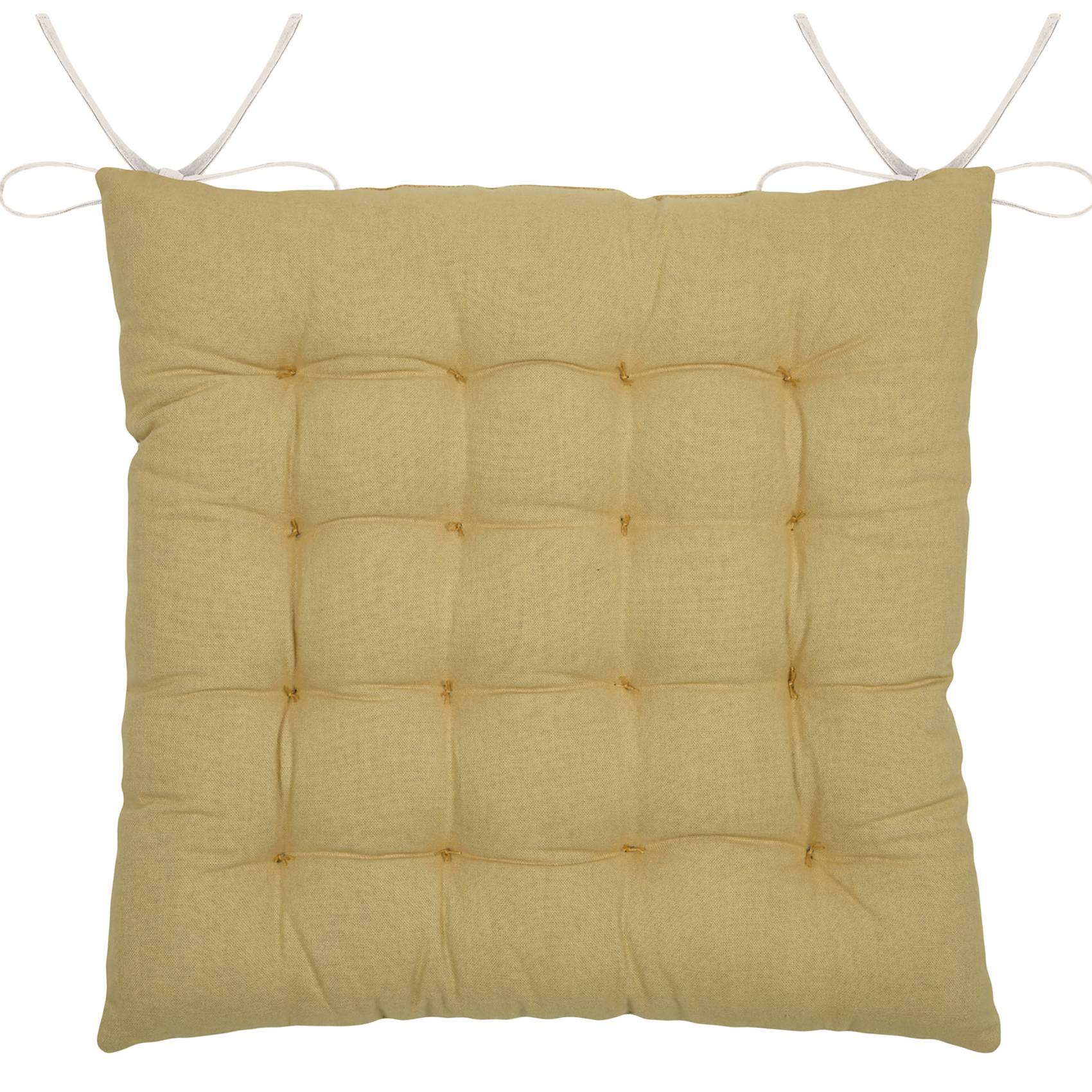 Lovely Casa - Galette de chaise brodée à motifs palmiers - LOVELY CASA - Coton - Jaune moutarde - Image 3
